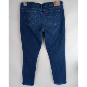 Levi's 711 Womens Dark Wash Distressed Whiskered Skinny Jeans Size 31